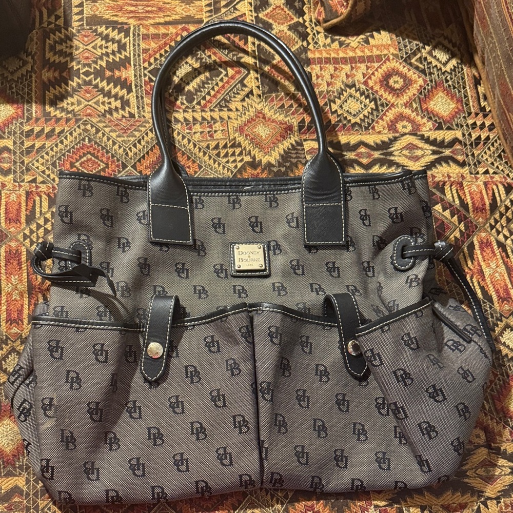 Dooney & Bourke Black and Gray Monogram Tote